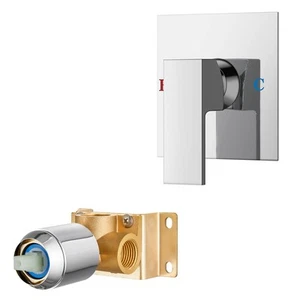 Square Shower Handle Wall Mount Brass Faucet Shower Rough-In Valve Trim Kit 4... - Picture 1 of 9