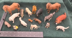 Lot Of 17 Mixed PVC Animals Horses, Cats, Wolves, Bears, & Others  3"-5" - Picture 1 of 4