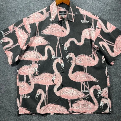 VTG Cactus Club Los Angeles Shirt Men's Large Black/Pink Flamingo Allover 90's  - Image 1 of 4