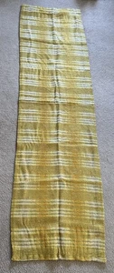 Vtg 1973 MCM Handwoven Fabric Shades Of Yellow Green White Fully Lined Wool Jute - Picture 1 of 12