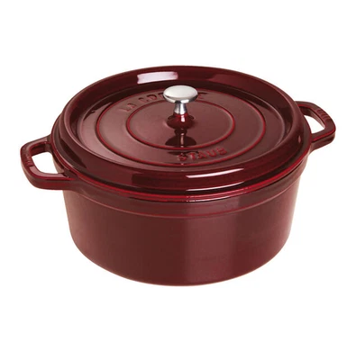 HOT SELLING Staub Cast Iron 7 qt, Round, Dutch Oven, Grenadine