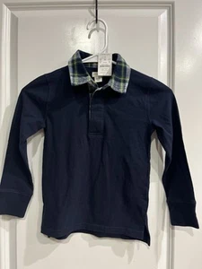 NWT Crewcuts Boys XS 4/5 Navy Plaid 100% Cotton Long Sleeve Top - Picture 1 of 14