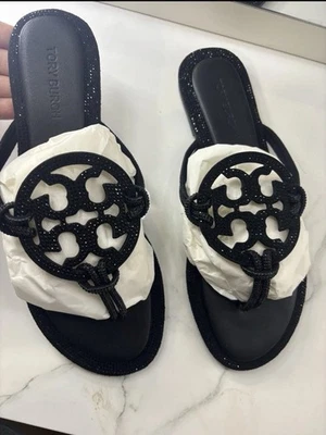 Босоножки Tory Burch MILLER PAVÉ УЗЛОВАТЫЕ идеальные черные размер: 8 со стразами - Изображение 1 из 3