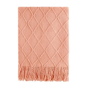 Orange Throw Blanket 50x60 Inches Throw Textured Solid Soft Sofa Couch Decora... - Picture 1 of 7