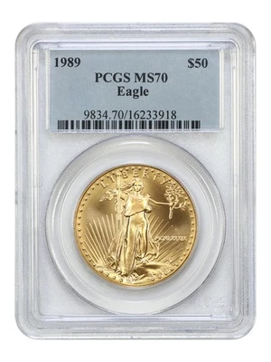 1989 $50 Gold Eagle PCGS MS70 - $50 Gold Eagles - Image 1 of 4