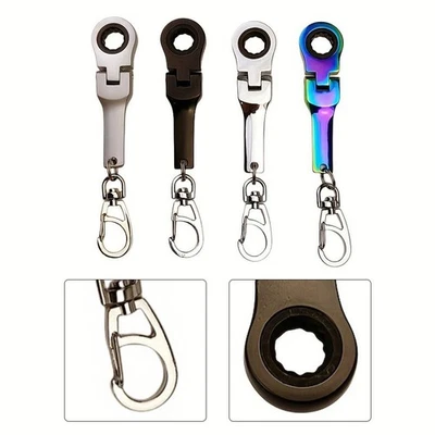 10mm Ratchet Spanner Keychain Portable Wrench with 180 Degree Rotation - Image 1 of 4
