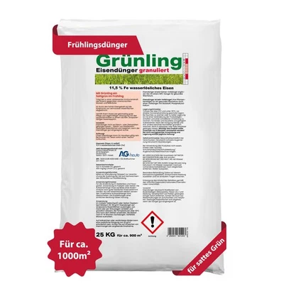 A&G-heute 25kg Grünling Eisendünger Rasendünger Granulat Eisen-2-Sulfat für ca.