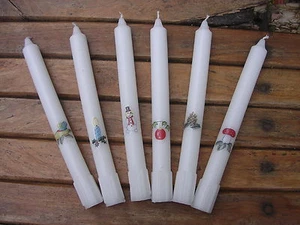 SERIE DE 6 BOUGIES DECOREES ASSORTIES MOTIFS ORIGINAUX SUPER PRIX NEUF - Picture 1 of 11
