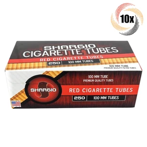 10x Boxes Shargio Red Full Flavor 100MM 100's ( 2,500 Tubes ) Cigarette Tube RYO - Picture 1 of 2