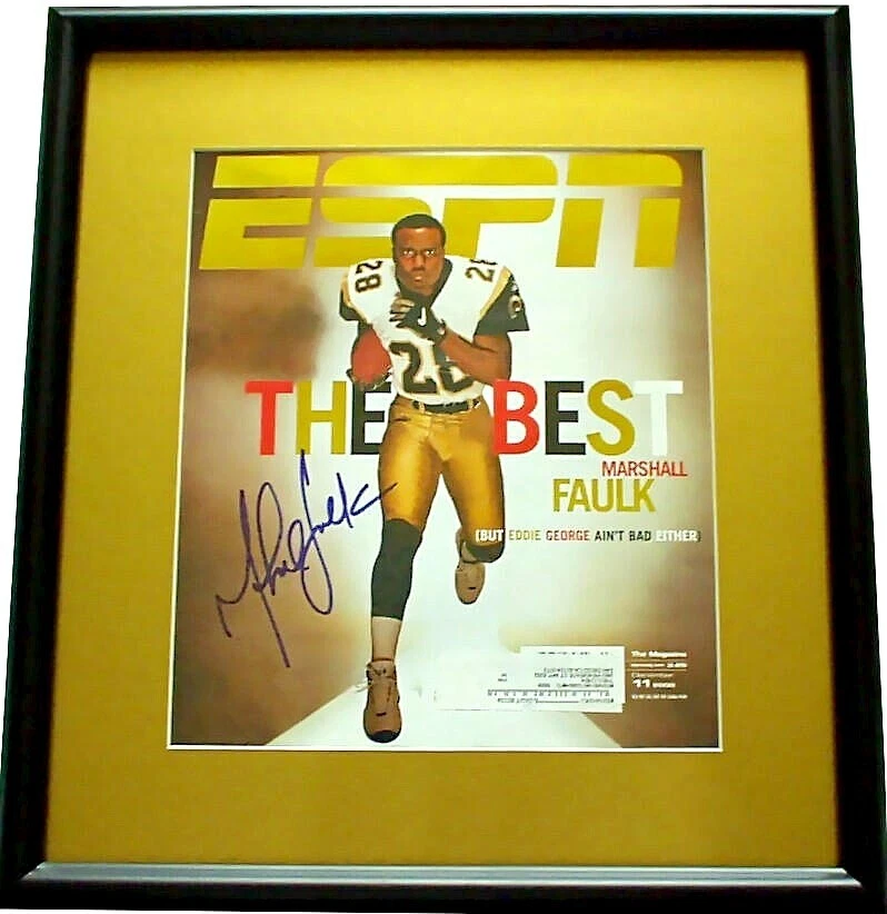 Marshall Faulk autographed signed auto Rams 2005 ESPN Magazine cover framed JSA - Image 1 of 1