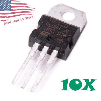 10pcs TIP120 Darlington Transistors TO-220 60V 5A NPN BJT ST - Image 1 of 3