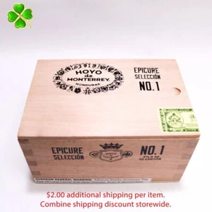 Hoyo de Monterrey Epicure Selección Nº 1 caja de cigarros de madera vacía de 6,5" x 4,5" x 3,5" - Imagen 1 de 9