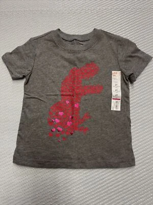 ~Nuevo con etiquetas Camiseta/Top JUMPING BEANS 'DINOSAUR Of Hearts' Niño Pequeño~Rojo y Gris~Talla 2T Foto 1 de 2