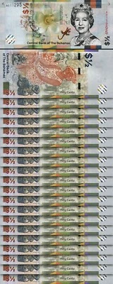 Bahamas 50 Cents 1/2 Dollar, 2019, UNC, 20 Pcs LOT, P-New, QUE II - Image 1 of 4