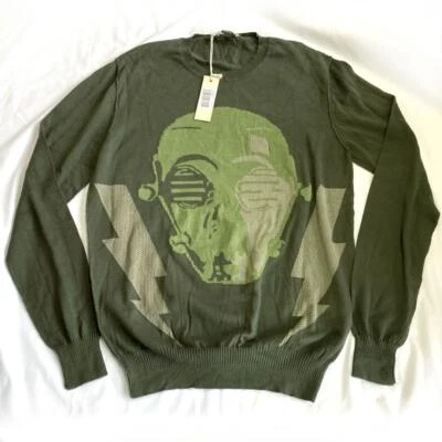 Diesel Men L Olive Green Knit Sweater Thin Italy Luxury Pullover Casual Style - Image 1 of 4