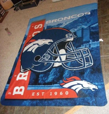 DENVER BRONCOS PLUSH THROW 56" X 78 " NORTHWEST EST 1960 Cover