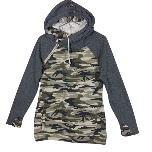 UNDERCOVER Felpa con cappuccio mimetica Vanilla Bay taglia small grigia e verde davanti 2 tasche nascoste