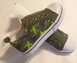 Gymboree Flight School Toddler Camo Plane Laceless Sneakers Shoes Choice 4 5 7 - Picture 1 of 5