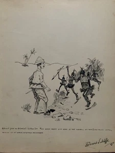 British Colonial Art Pen Ink Drawing 1902 Edwardian F Howard Sutcliffe Artist - Picture 1 of 8