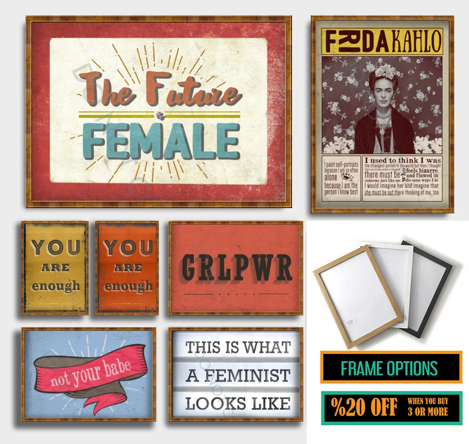 FEMINIST POSTERS Best Quotes Slogan Wall Art Print A3 A4 FRAMES Valentines Day - Image 1 of 1