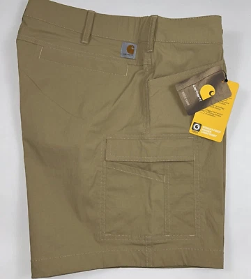 NEW CARHARTT Size 14 Women's Shorts Cargo Khaki MADDEN Straight Fit Stretch $65 - Image 1 of 4