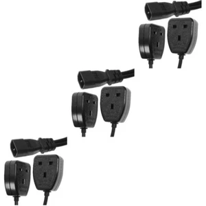 Set of 3 Connector Plug Extension Cord for Computers Iec Power Cable - Afbeelding 1 van 12
