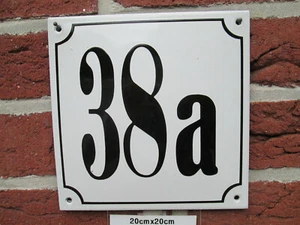 Número de casa mega grande esmalte nº 38a número negro fondo blanco 20cmx20cm  - Imagen 1 de 12