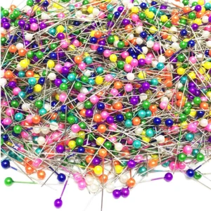 1500 PCS Sewing Pins 38 Mm Pearl Head Pins for Dressmaking Jewelry Components Fl - Picture 1 of 7