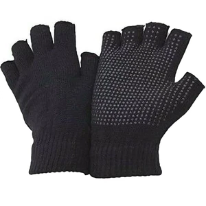 3 Pairs Fingerless Gloves Black Mens Womens Thermal Unisex Half Finger Magic - Picture 1 of 2