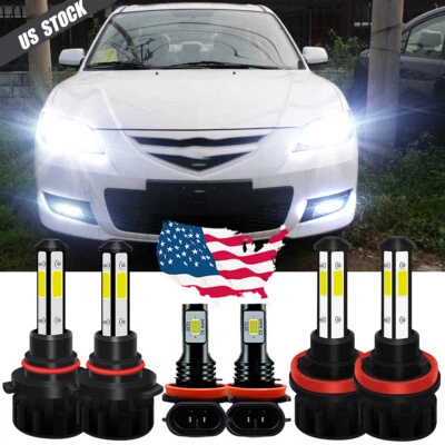Para MAZDA 3 2010 2011 2012 2013 -6x lâmpadas de faróis de LED luz de neblina feixe alto baixo - Imagem 1 de 4