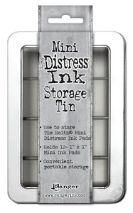 TIM HOLTZ MINI DISTRESS INK STORAGE TIN - HOLDS 12 X 1"X1" MINI INK PADS - Picture 1 of 3