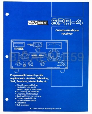 Original Drake Factory Brochure For SPR-4 Shortwave Amateur Radio Receiver #3 - Image 1 of 3