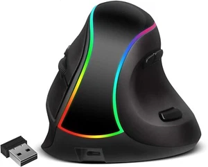 Digital USB Wireless Ergonomic Vertical Mouse w/RGB 2400 DPI for PC /MAC - Picture 1 of 11