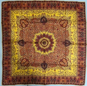 Vintage Schal Deko Acetat Köper handgerollt handbedruckt Made in Japan 30x30 - Bild 1 von 7