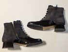 Shoe Be Doo czarne zamszowe lakierowane wiktoriańskie cosplay buty na zamek błyskawiczny rozmiar 5 US - 36 EU Włochy