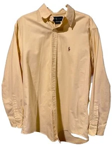 Polo by Ralph Lauren Shirt Mens 16.5 34/35 Yellow Long Sleeve Button Up Cotton - Picture 1 of 4
