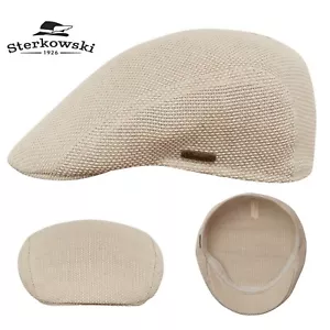 Berretto piatto estivo Sterkowski GECKO lino leggero traspirante edera lega newsboy BEIGE - Foto 1 di 5