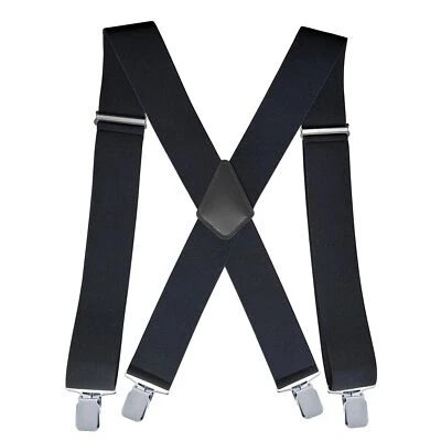 2 Inch Heavy Duty Adjustable X-Back Suspenders with Strong Clips for Work Jeans - Image 1 of 4