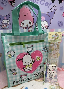 POCHACOO Sanrio School Oxford Cloth Gingham Lunch Bag Stationary Gift Stickers - Picture 1 of 5