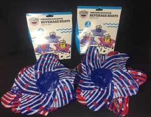 Bigmouth Beverage Boats Pool Party Float Inflatable Patriotic Stars New  - Picture 1 of 12