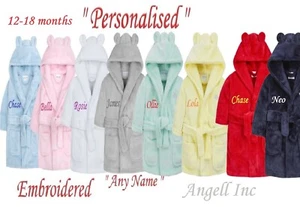 Personalised Baby Robe Bath Embroidered Dressing Gown Boy Girl Gift Crown Soft - Picture 1 of 11