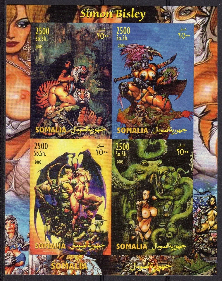 SIMON BISLEY Desnudos Fantasía s/s 4 Sellos;MNH; Somalia 2003 Foto 1 de 1