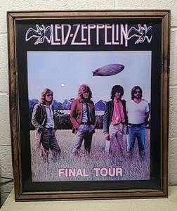 1985 Led Zeppelin Wood Frame Final Tour  Glass Rock N Roll Man Cave Music 22x26" - Picture 1 of 5