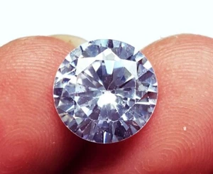 Round Shape Cambodian White Zircon 5.00 Ct Loose Gemstone With Free Gift - Picture 1 of 7