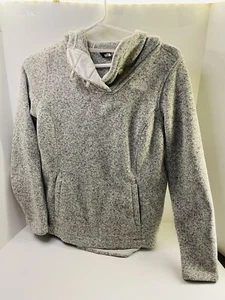 GIRLS The North Face Gray Pull Over Toggle Front Hooded Fleece Jacket Size LARGE - Picture 1 of 3