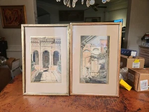 Pair Of 19th Century Watercolor Rome Mars France Paul 1884 - Picture 1 of 24