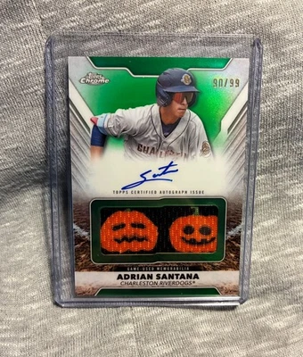 Rare 2025 Topps Pro Debut  Adrian Santana Jumbo Auto Relic Green /99 PUMPKINS SP - Image 1 of 3