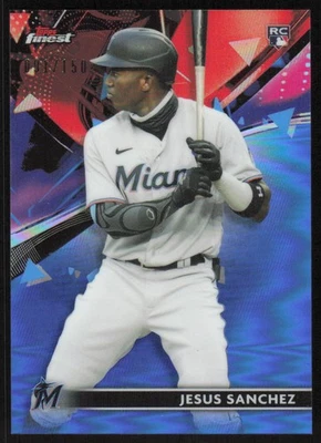 2021 Topps Finest Blue Refractor #70 Jesus Sanchez /150 Miami Marlins - Image 1 of 2