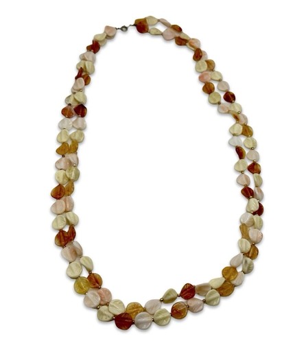 OFF WHITE Collana lunga vintage multicolore arancione rosa e bianco sporco acrilico perline 31"