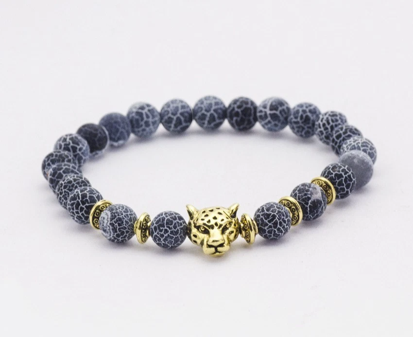 Natural Stone Tiger Head Yoga Round Gemstone Beads Men Women Bracelets Jewelry - Image 1 of 1